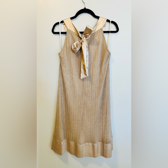 Enfocus Studio Dresses & Skirts - Enfocus studio size 14 Elegant Gold Sleeveless Dress with Bow